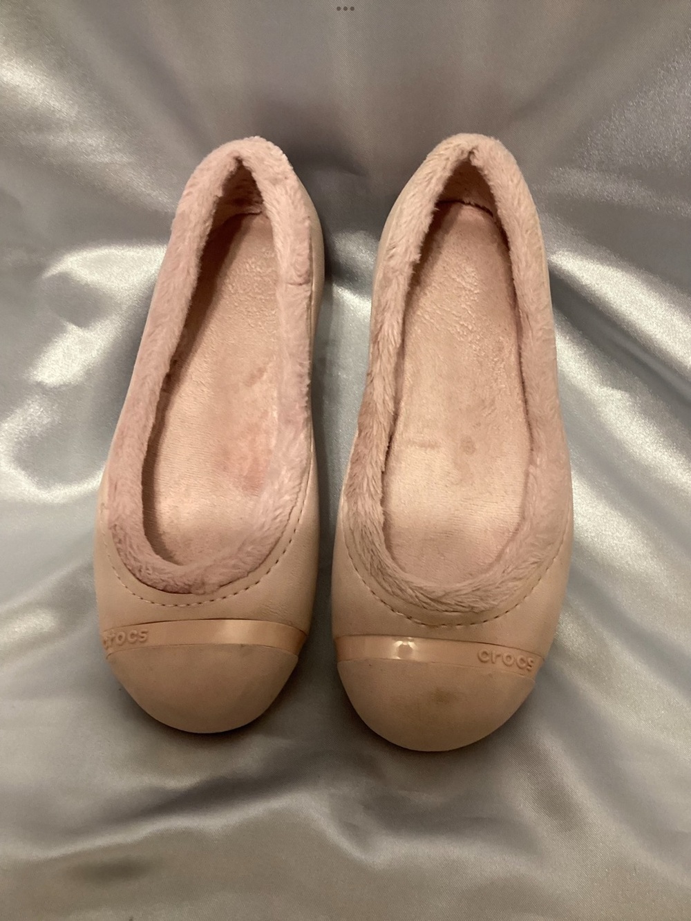 CROCS Women's Light Pink Plush-Lined Ballet Flats